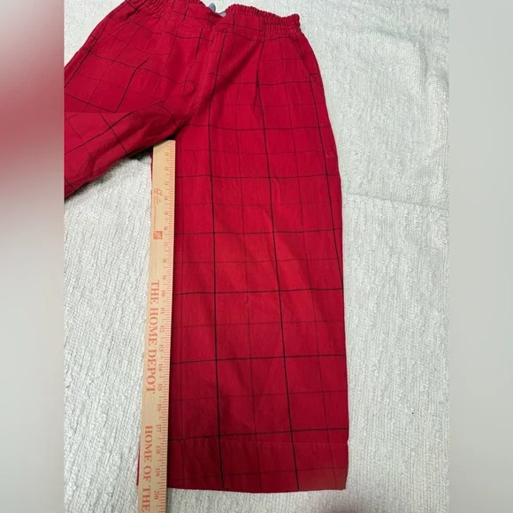 $128 LIZ ALIG Handwoven Cotton Pants in Red Check Size XS - Picture 3 of 9